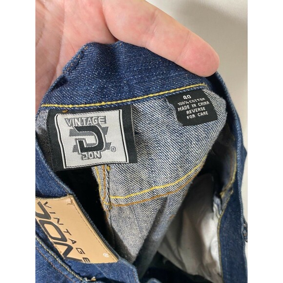 Vintage Don Men’s Shorts Blue Denim and Yellow Embroidered 5 Pocket Size 40 - Picture 6 of 7